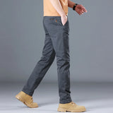 Men's High Quality Pure Cotton Classic Solid Color Casual Pants Business Stretch Slim Straight Brand Trousers Male Autumn New