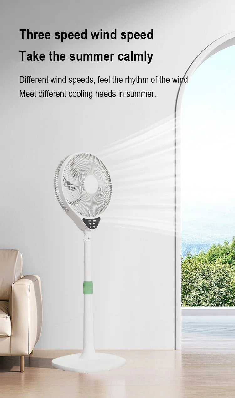 220V Electric Pedestal Standing Fan Adjustable Heigh Desk Air Blower Timing Shake for Living Room Bedroom Kitchen Home Office