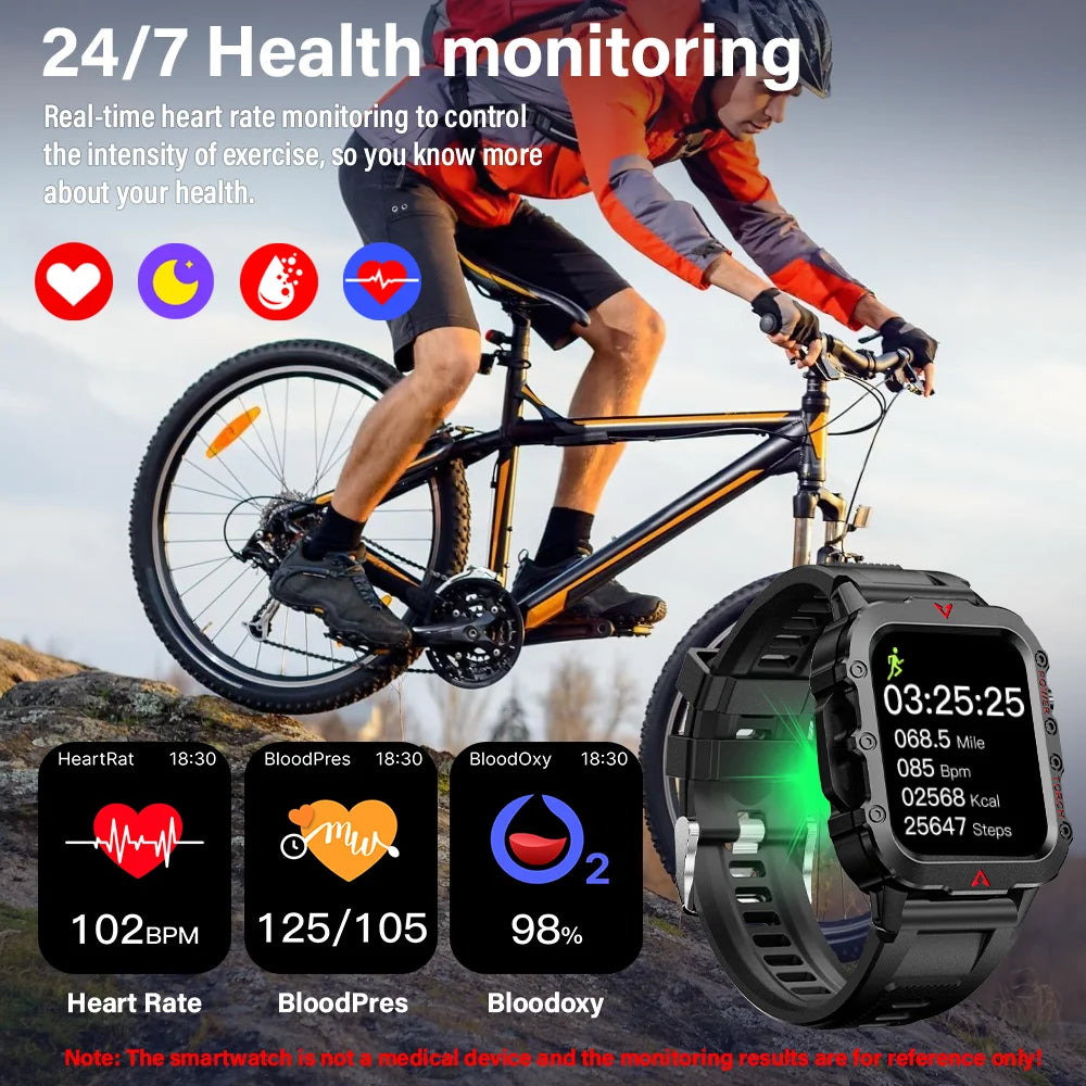 LAXASFIT Smart Sports Watch LED Flashlight Music Player Fitness Tracking Bluetooth Calling Sleep Monitoring 2025 New Smart Watch