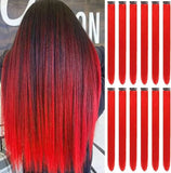 KIt 10 mechas coloridas de cabelos com clip invisível extensões sintéticas praticas