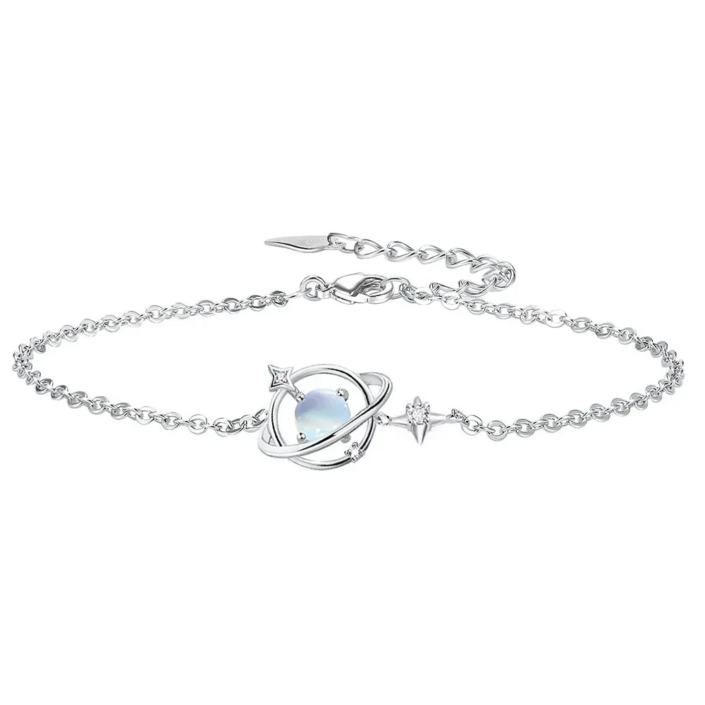 S925 Sterling Silver Shiny Star Crystal Hand Bracelets for Women Vintage Jewelry Luxury Accessories 