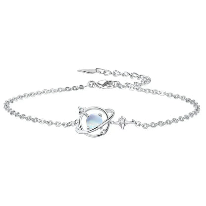 S925 Sterling Silver Brilhante Estrela Cristal Pulseiras Mão para Mulheres, Jóias Vintage, Acessórios de Luxo