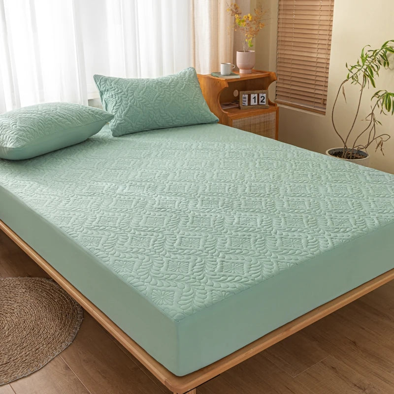 Waterproof Quilted Mattress Cover - Cotton Top, Antibacterial Fiber Fill, TPU Waterproof Layer - A-Class Health Standard