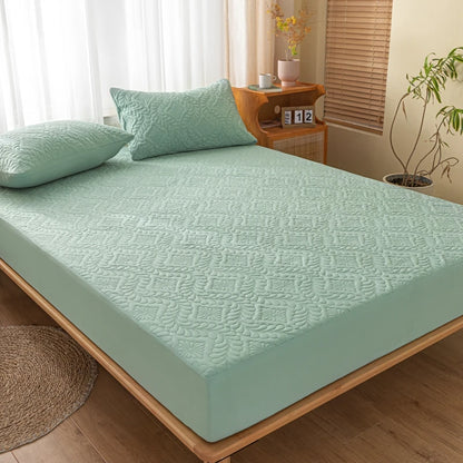 Waterproof Quilted Mattress Cover - Cotton Top, Antibacterial Fiber Fill, TPU Waterproof Layer - A-Class Health Standard