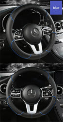 All Seasons Leather Diamond Steering Wheel Cover Universal Fit for 14 .5-15 Inch Durable Leather Cover Anti-Slip Veins Design