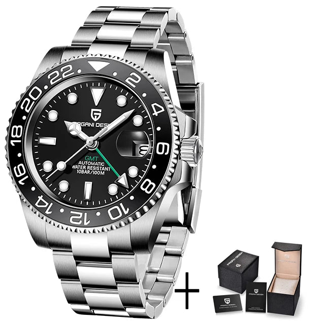 Relógio Masculino Mecânico de Luxo PAGANI DESIGN 2026 – Aço Inoxidável, Função GMT, Vidro de Safira – Marca de Alto Padrão