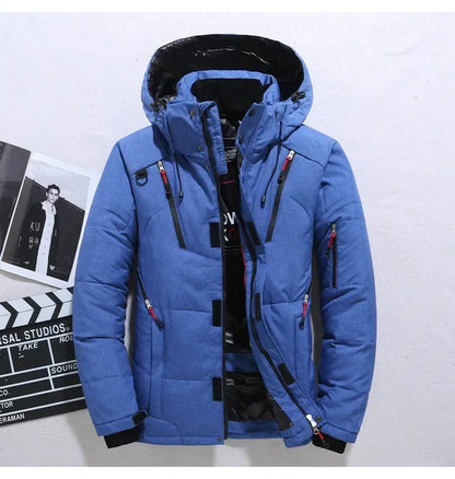 New Winter Men Hooded Casual  Puffer Jackets White Duck Down Coats High Quality Male Outdoor Windproof Warm Winter Parkas Size 5