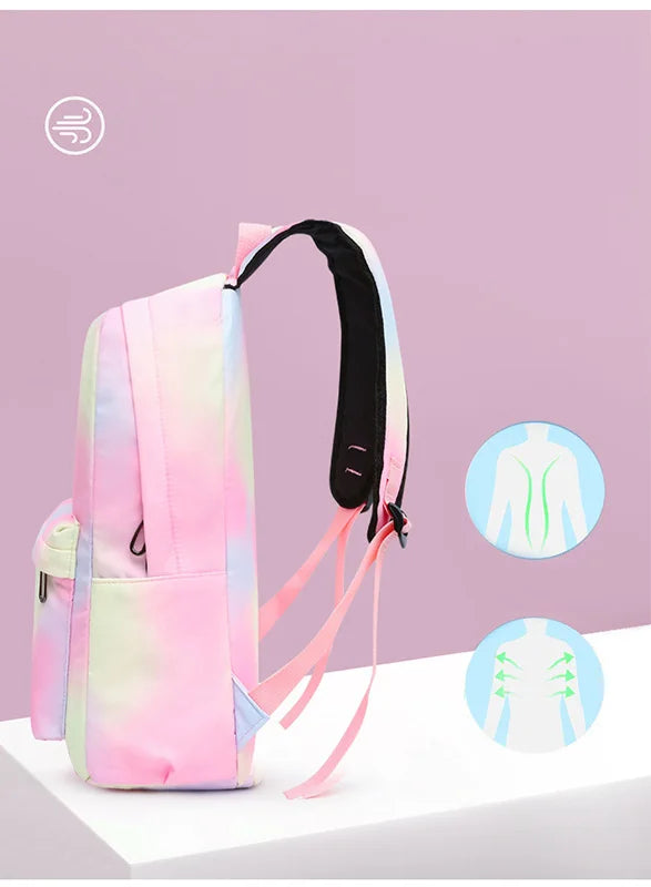 3pcs Disney Lilo Stitch Colorful Backpack with Lunch Bag for Women Student Teenagers Rucksack Casual School Bags Sets