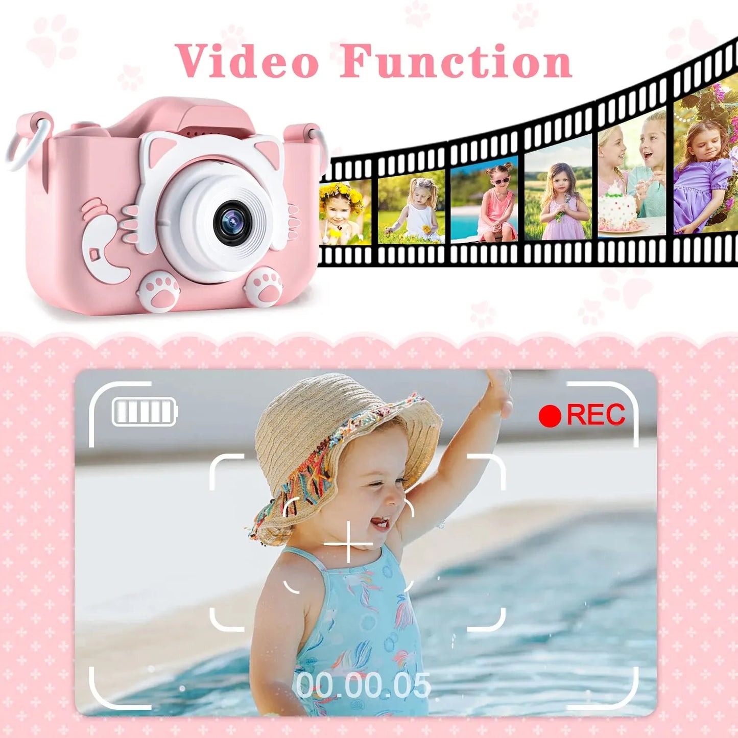Cámara digital para niños de 1080P HD, cámara de vídeo de 2 pulgadas con funda de silicona, ideal para Navidad y cumpleaños.