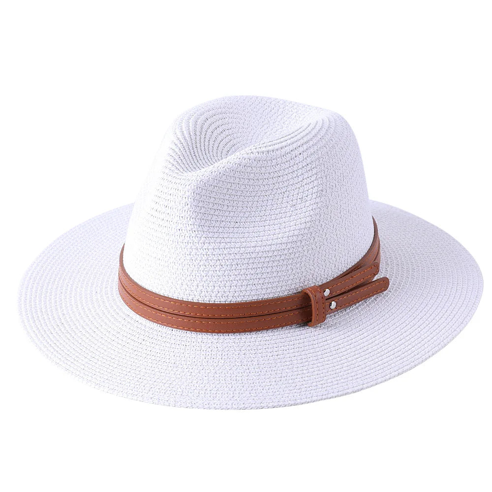 56-58-59-60CM New Natural Panama Soft Shaped Straw Hat Summer Women's/Men's Wide Brim Beach Sun Cap UV Protection Fedora Hat