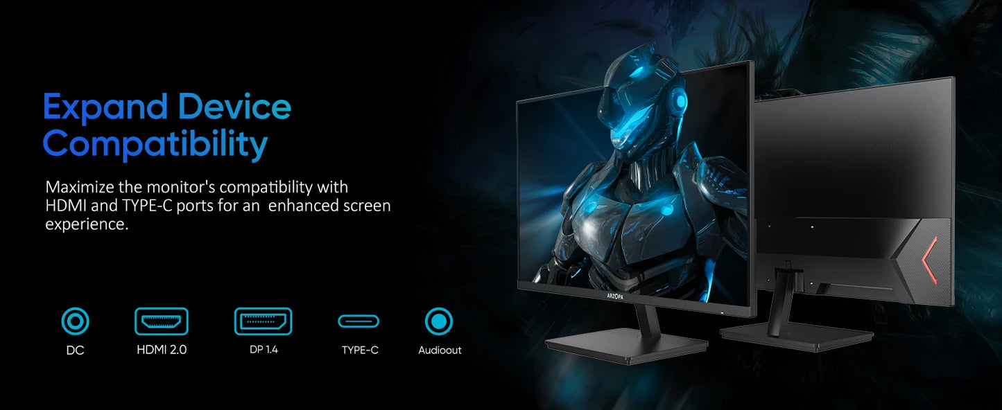 ARZOPA 27inch Monitor 180Hz QHD 2K FastIPS FreeSync Portable Gaming Monitor Second Screen M1RC