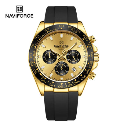 NAVIFORCE Reloj de lujo para hombre, deportivo, resistente al agua, de cuarzo, con correa de silicona, cronógrafo, luminoso, de pulsera, masculino
