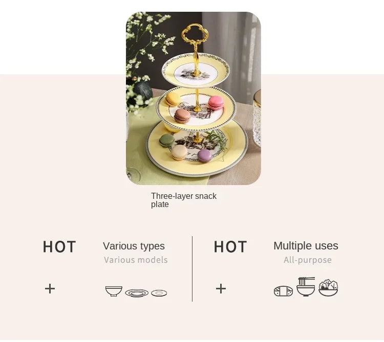 Nordic retro European tableware porcelain plates cups saucers pots high-end luxury sets creative home gifts