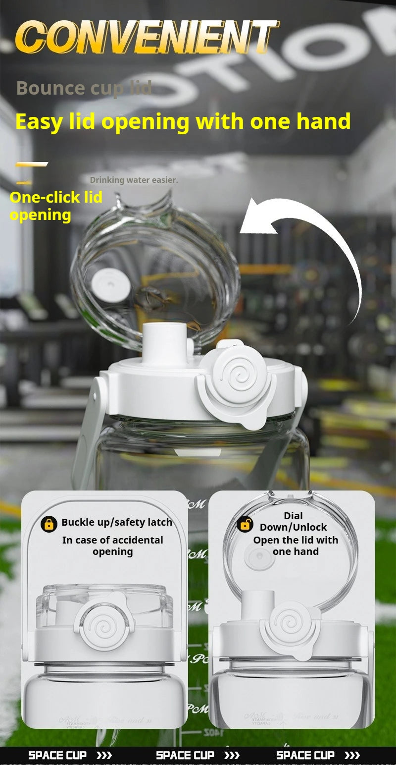 1.5L-2L Summer Large Capacity Kettle, Double Drinking Cup, Outdoor Sports Fitness Water Bottle, Straw Cup Drinking Utensils