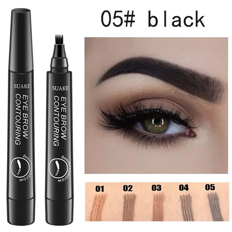 4 Point Eyebrow Pencil Waterproof Liquid Eyebrow Pen Makeup Long Lasting 4 Fork Tip Brow Pen Cosmetic Microblade Brow Pencil