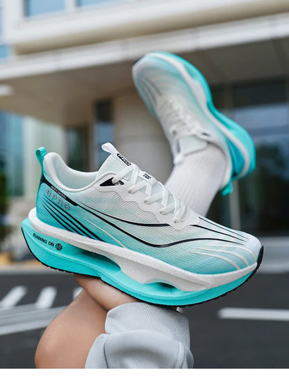 2025 New Men's Sneakers Thick Bottom Cushioning Running Shoes Athletic Training Carbon Plate Jogging Shoes Women's Tennis Shoes