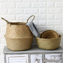 Storage Baskets Straw Wicker Rattan Hanging Flowerpot Seagrass Folding Laundry Clthoes Baskets Garden Plant Basket Home Decor