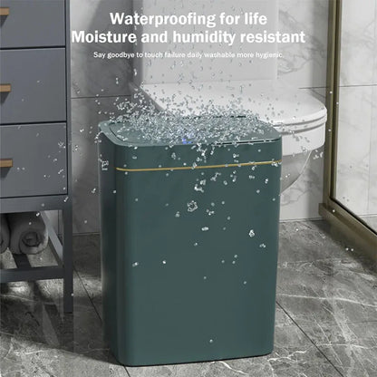 Cubo de basura inteligente para baño de 15L, blanco, sin contacto, estrecho, con sensor inteligente, para casa inteligente, con embolsado automático, cubo de basura electrónico