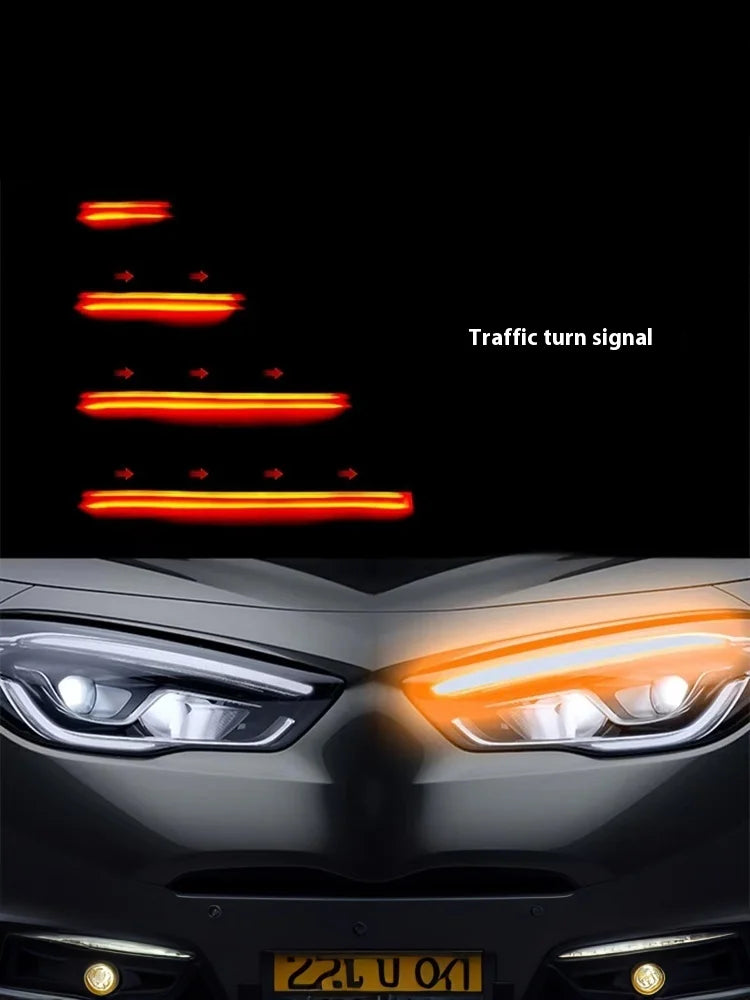 Hot！NEW 2Pc 30cm Car DRL Flexible Waterproof Headlight LED Strip Universal Auto Headlights Turn Signal Yellow Brake Flow Lights