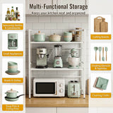 3-Tier Microwave Oven Rack Shelf Kitchen Countertop Oven Rack Expandable Seasoning Storage Rack Stand Storage Tableware Racks