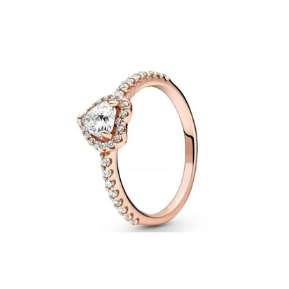Anillo de plata 925 chapado en oro para mujer, con doble banda brillante y corazón, joyería fina Pandora original, 2024 