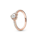 Anillo de plata 925 chapado en oro para mujer, con doble banda brillante y corazón, joyería fina Pandora original, 2024 