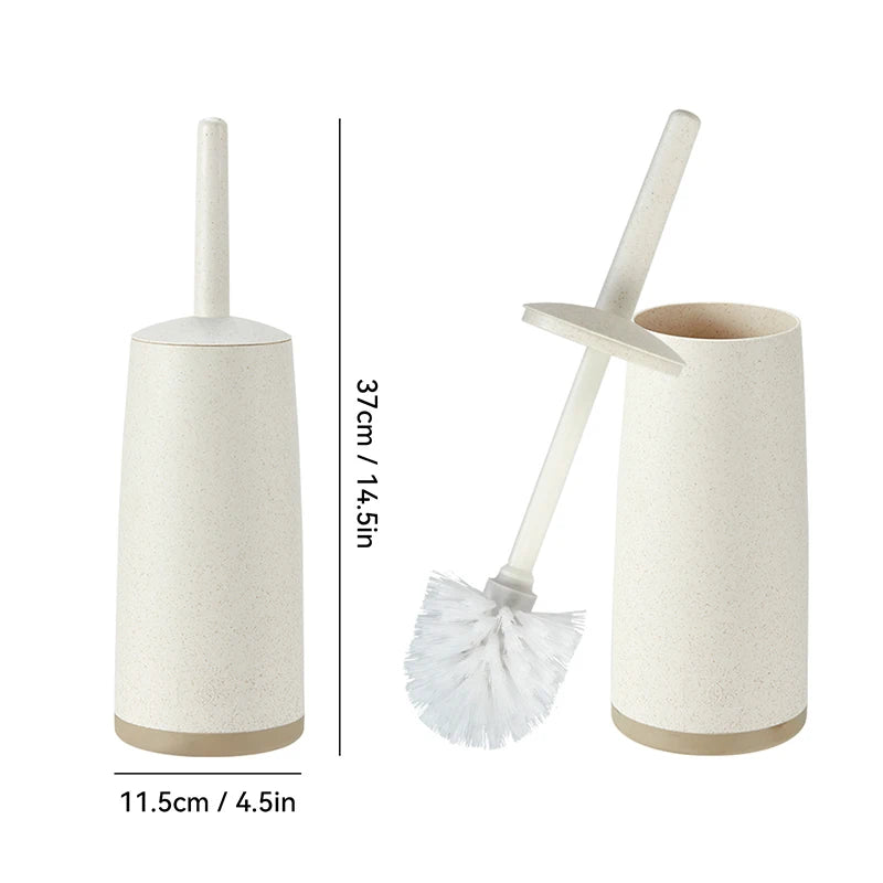 WORTHBUY Cepillo de inodoro de plástico con base de pie, mango largo, cepillo de limpieza para inodoro, accesorios de baño, herramientas de limpieza