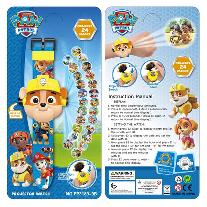 Paw Patrol 3D Projection Digital Watch Toys Set Dog Puppy Patrulla Canina Anime Action Figures Model Toy Marshall Chase Kid Gift