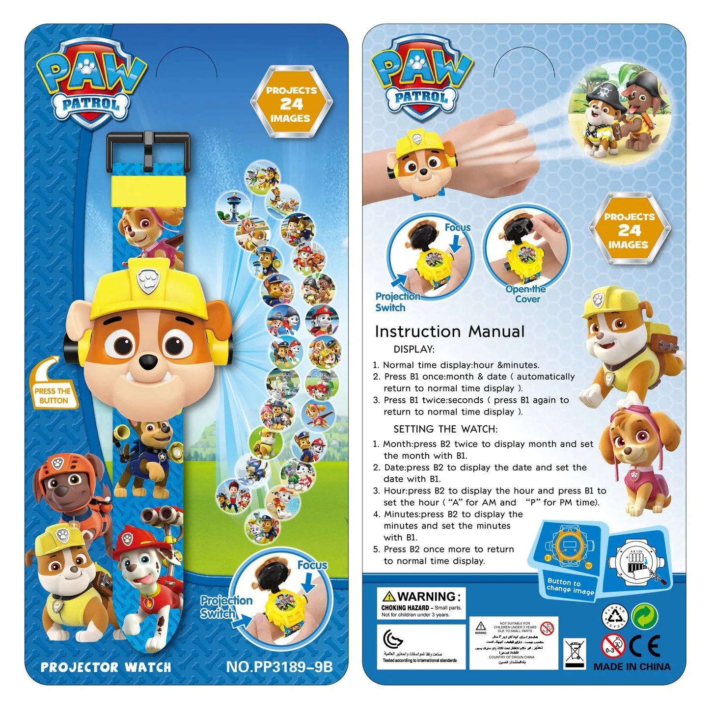 Paw Patrol 3D Projection Digital Watch Toy Set Dog Puppy Patrulla Canina Anime Action Figures Model Toy Marshall Chase Kid Gift