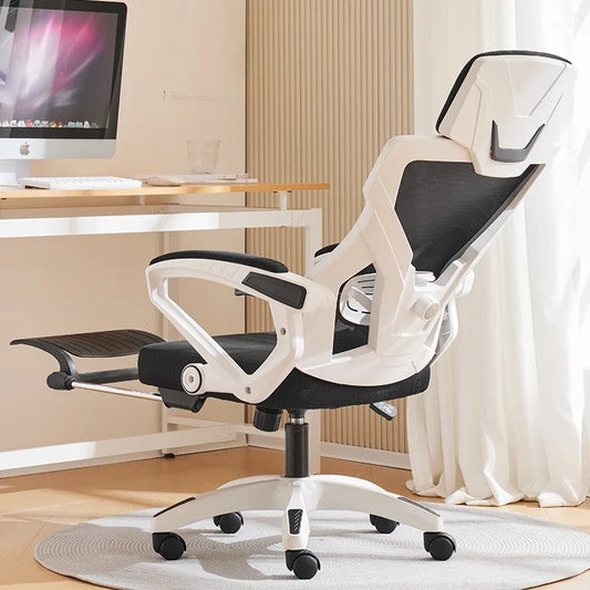 Silla de computadora ergonómica reclinable para oficina en casa, cómoda y sedentaria, para juegos en dormitorios y con soporte para la cintura.