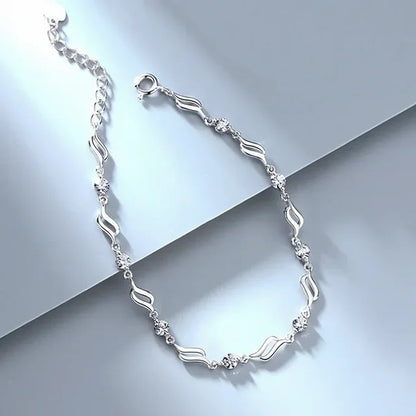 925 Sterling Silver Pearl Bracelet para Mulheres, Pulseiras Francesas, Cristal Azul, Festa de Casamento Jóias, Designer de Luxo, Moda