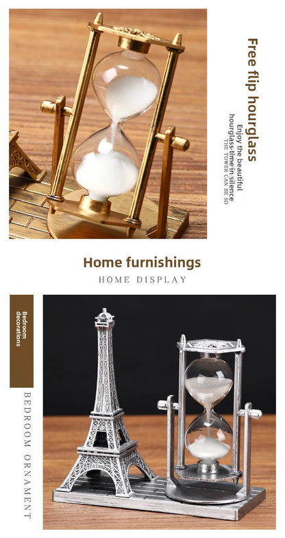 Creative Retro Iron Tower Hourglass Office Desktop Decoration Ornament Furniture Placement and Decoration for Home Decorations