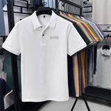Cotton100% Men's Summer High Quality Short Sleeves Polo Shirt Lapel Button Letter Printing T-Shirt Business Leisure Men Clothing