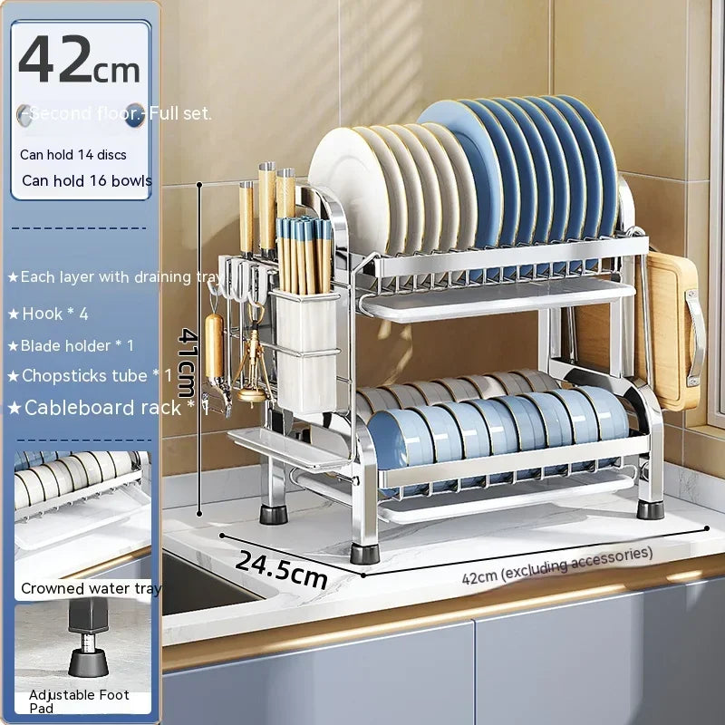 High Quality Kitchen Utensil Storage Rack Household Countertop Storage Rack 3-Layer Cupboard Multifunctional Utensil Drain Rack