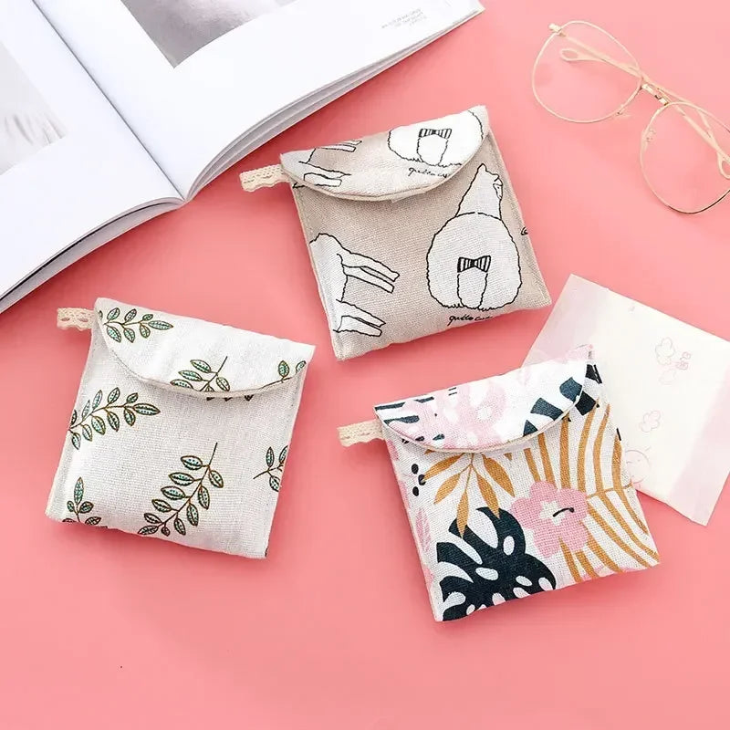 Women Cosmetic Organizer Sanitary Napkin Storage Bag Girls Ladies Cute Coin Card Makeup Storage Pouch Small Cosmetic Bags