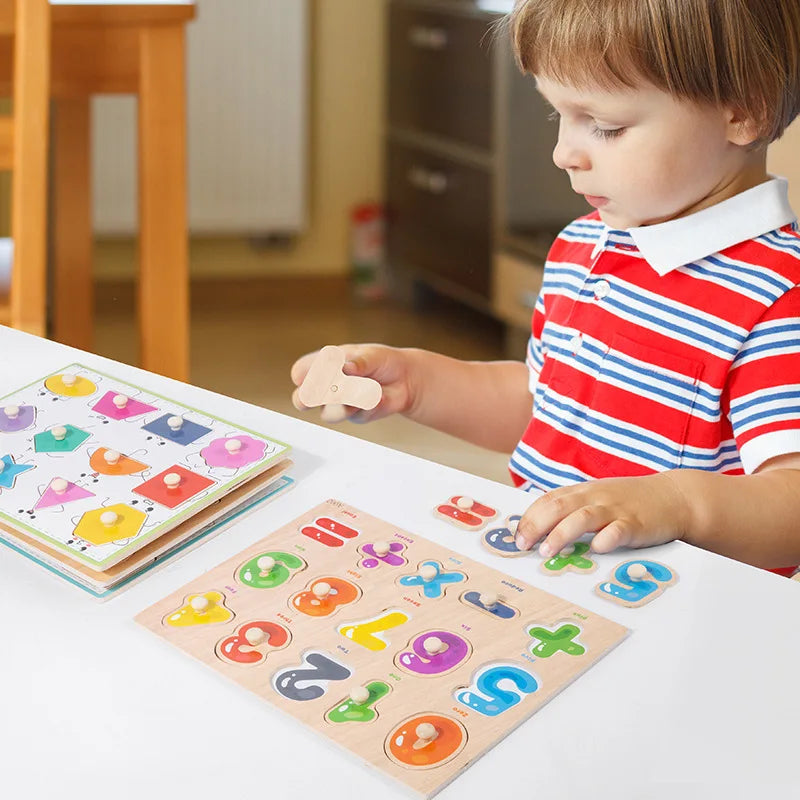 Toddler Wooden Peg 3D Puzzles Kids Toys Alphabet Montessori Education Learning Toys Great Preschool Gift for Girls and Boys
