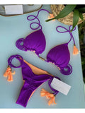 New Women's Bikini Backless Rope Triangle Swimsuit Multicolor