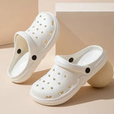 Tamancos de jardim para mulheres e homens, sandálias de praia, dedo do pé largo, sapatos Holey, chinelos de chuveiro, ao ar livre, senhoras, verão