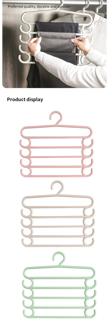 1/2/3pcs Pants Rack Multifunctional Household Saving Space Multi Layer Trousers Hanger Pants Closet Color Clothes Peg 5 Layers