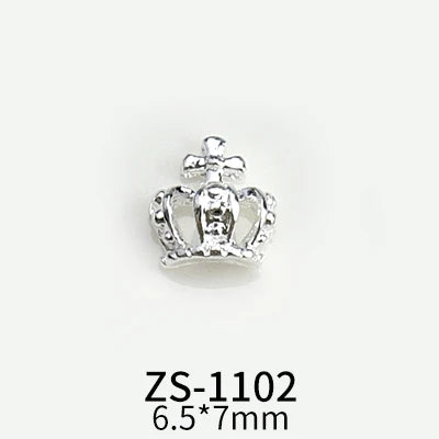 10pcs New Crown Alloy Zircon Nail Art Charms Silver Shiny Crystals Jewelry Hot Sale Nails Decoration 3D Manicure Accessories %2