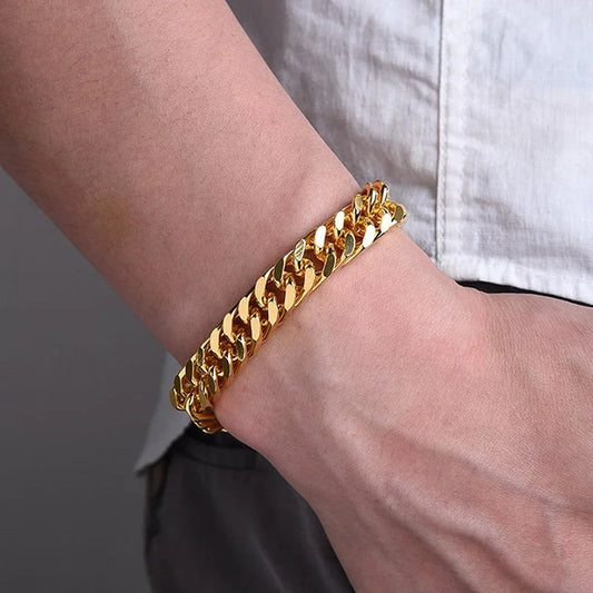 Pulsera de cadena gruesa de acero inoxidable para hombre, resistente al agua, de 3 a 11 mm, estilo cubano, estilo punk clásico, joyería pesada.
