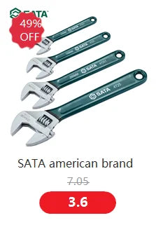 SATA american brand nut adjustable wrench universal mini small big spanner wrench adjustable head jaw repair tool wrench car