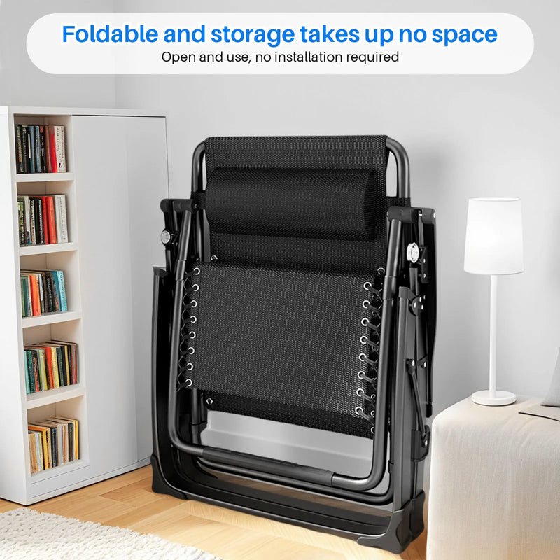 Outdoor Garden Sunloungers Folding Chair with Cup Holder and Headrest Pillow Lounge Chair Folding Patio Recliner Support 150kg