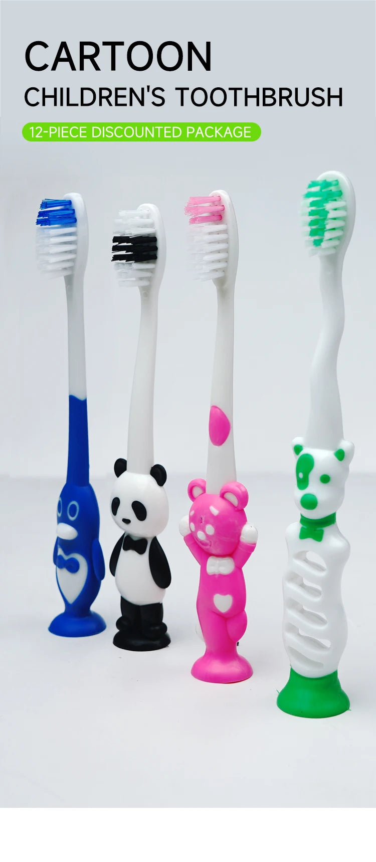 12pcs Children's soft bristled toothbrush, cleaning and protecting gums, suitable for babies aged