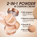 O.TWO.O 2 In 1 Air Cushion Creme Face Powder 24h Long-Lasting Oil-control Matte Soft Focus Concealer Maquiagem Pressed Powder Creme