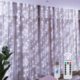 LED Fairy String Curtain Lights para Home Decor, Lâmpadas, Festão, controle remoto, USB, Natal, feriado, Ano Novo, 8 modos
