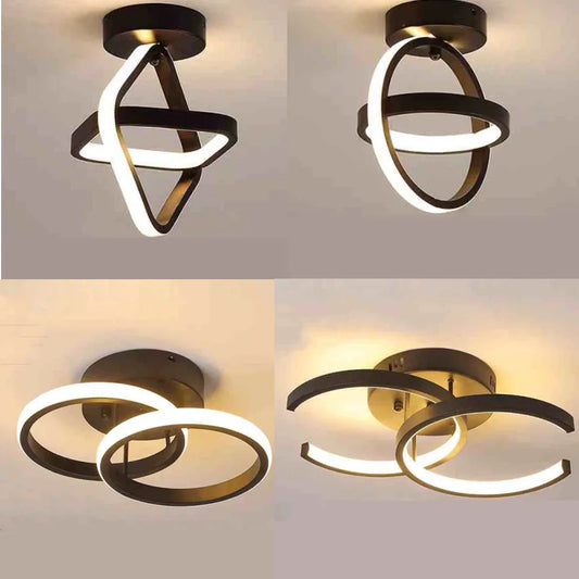 Modern LED Ceiling Light 2 Rings Creative Design Ceiling Lamp Indoor Lighting Fixtures Hallway Balcony Aisle Office Light