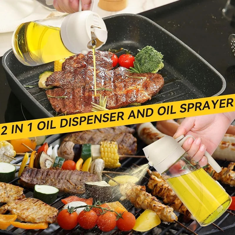 2 em 1 garrafa de spray de óleo de plástico cozinha churrasco cozinhar dispensador de azeite frasco de óleo cozimento vinagre molho soja spray recipiente