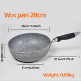 Durable Stone Frying Pan 28/26/24/20cm Wok Non-stick Pan Skillet Cauldron Induction Cooker Pans Pancake Egg Gas Stove Home