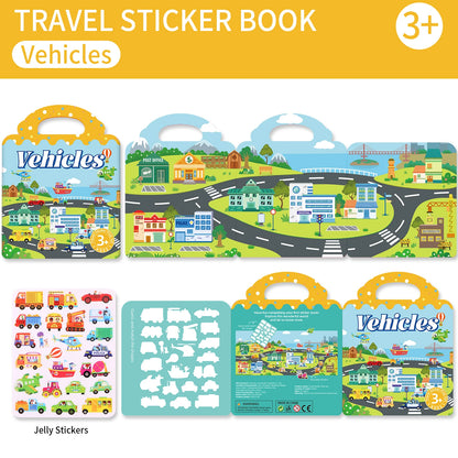 Kids' Reusable DIY Sticker Books Multi-Theme Bubble Sticker Jelly Stickers Portable Montessori Sticker Toy Gifts for Children